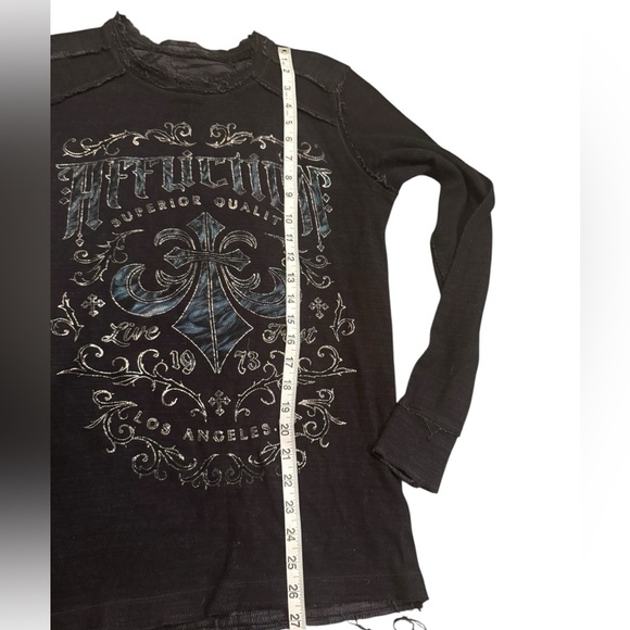 Affliction American Customs Oak Aged Reversible Thermal Med Indian Chief Scull - Picture 8 of 9